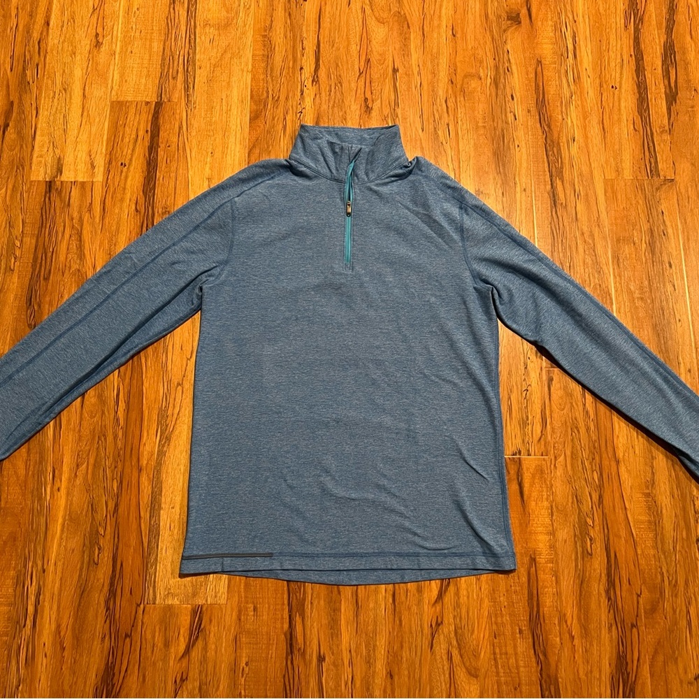 lululemon athletica Men's Blue Heather Quarter-Zip Pullover with Teal Zip